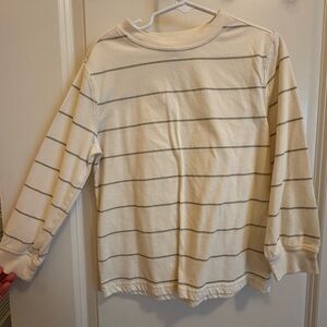 Carter's Cream Long-Sleeve Tee with Thin Navy Stripes